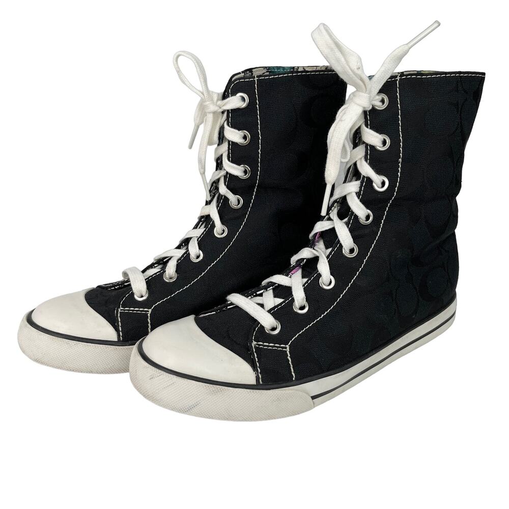 Coach Bonney Butterfly Black Hi Top Fold Over Sneakers 7 - Picture 4 of 14